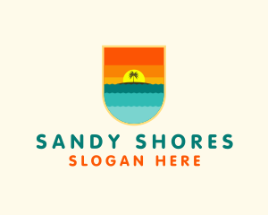 Tropical Beach Shield logo design