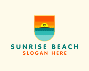 Tropical Beach Shield logo design