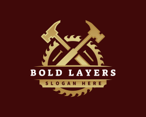 Hammer Saw Carpentry logo design