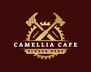 Hammer Saw Carpentry logo design