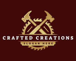 Hammer Saw Carpentry logo design