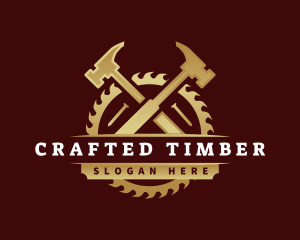 Hammer Saw Carpentry logo design