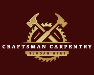 Hammer Saw Carpentry logo design