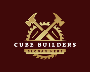 Hammer Saw Carpentry logo design