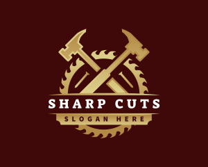 Hammer Saw Carpentry logo design