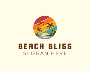 Beach Plane Sunset logo design