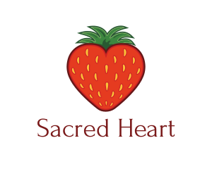 Strawberry Fruit Love Heart logo design