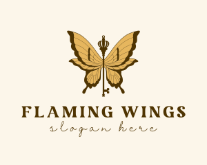 Luxury Butterfly Key logo design