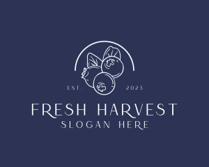 Organic Blueberry Fruit Harvest logo design