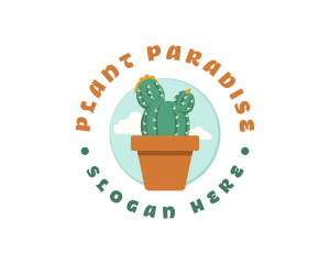 Cactus Pot Plant logo design