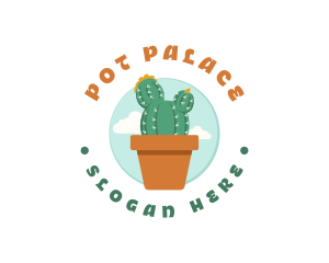 Cactus Pot Plant logo design