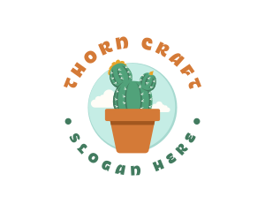 Cactus Pot Plant logo design