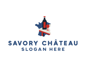 French Wine Tasting  logo design