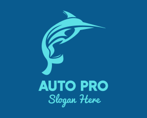 Blue Swordfish Fish logo