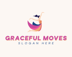 Gymnast Woman Dancer logo design