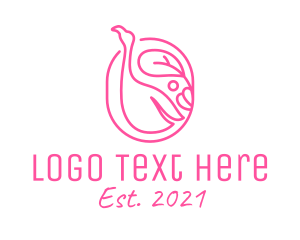 Pink Flamingo Line Art logo