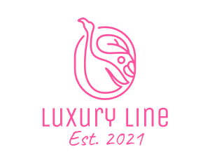 Pink Flamingo Line Art logo design