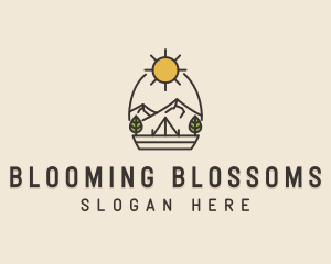 Sunny Mountain Camping Scene logo design