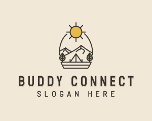 Sunny Mountain Camping Scene logo design