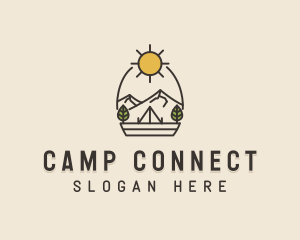 Sunny Mountain Camping Scene logo