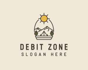 Sunny Mountain Camping Scene logo design