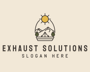 Sunny Mountain Camping Scene logo design