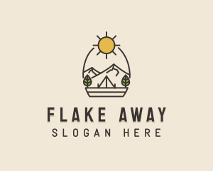 Sunny Mountain Camping Scene logo design