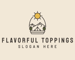 Sunny Mountain Camping Scene logo design