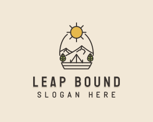 Sunny Mountain Camping Scene logo design