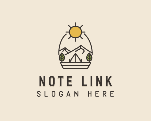 Sunny Mountain Camping Scene logo design