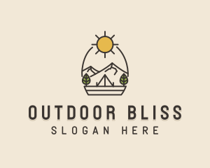 Sunny Mountain Camping Scene logo design