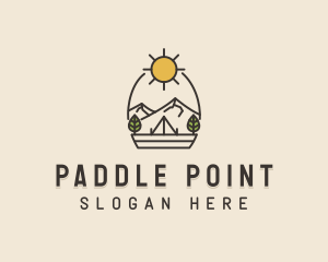 Sunny Mountain Camping Scene logo design