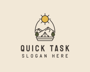 Sunny Mountain Camping Scene logo design