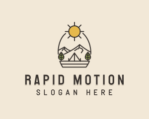 Sunny Mountain Camping Scene logo design