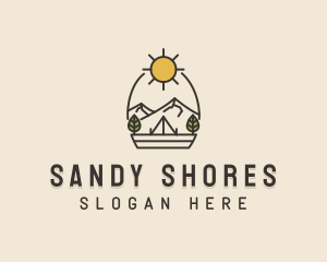 Sunny Mountain Camping Scene logo design