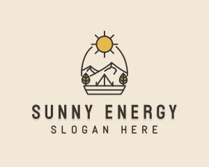 Sunny Mountain Camping Scene logo
