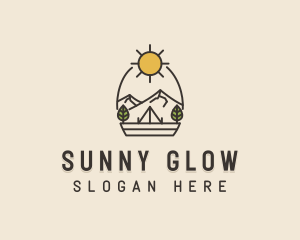 Sunny Mountain Camping Scene logo