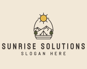 Sunny Mountain Camping Scene logo