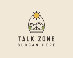 Sunny Mountain Camping Scene logo design