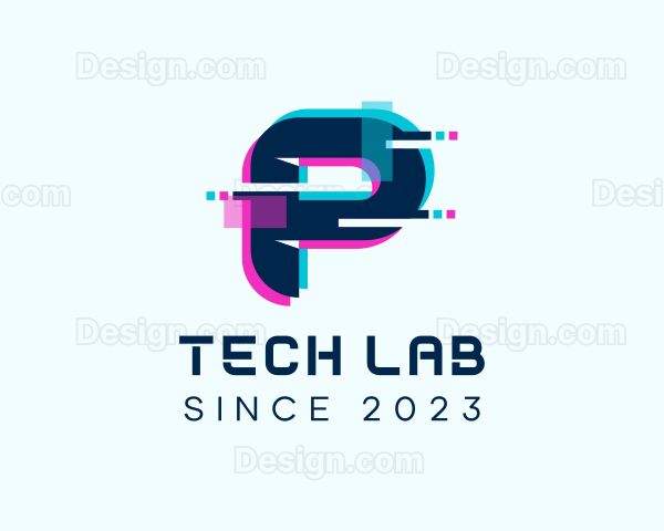 Cyber Anaglyph Letter P Logo