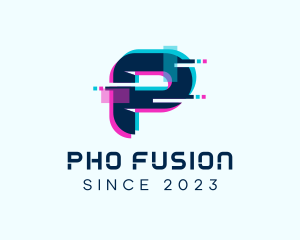 Cyber Anaglyph Letter P logo design