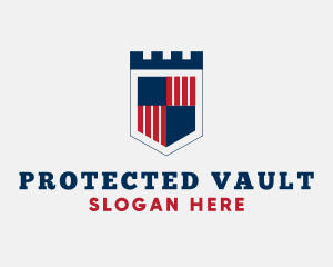 Castle Flag Shield logo design