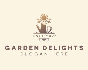 Garden Flower Watering Can logo design