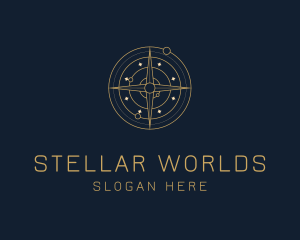 Golden Astrology Compass logo design