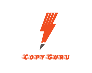 Orange Lightning Pencil logo design