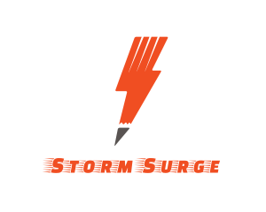 Orange Lightning Pencil logo design