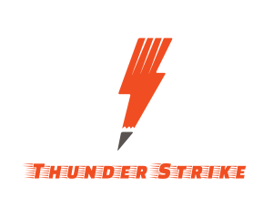 Orange Lightning Pencil logo design