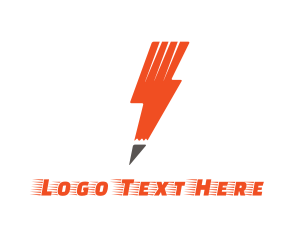 Copywriting - Orange Lightning Pencil logo design
