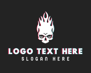 Flaming Skull Glitch Logo