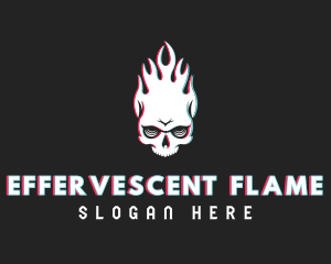 Flaming Skull Glitch logo design